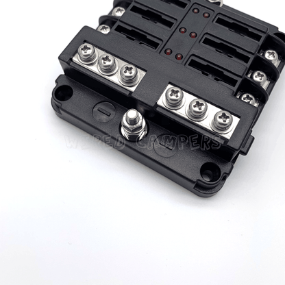 12V 6 Way Blade Fuse Box Block Holder With LED Indicator & Fuses - Wired Campers Limited