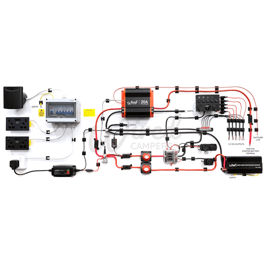 12V DC - DC & 240V Mains Hook Up & Mini Off Grid 1000W Inverter Complete Camper Van Kit - Wired Campers Limited