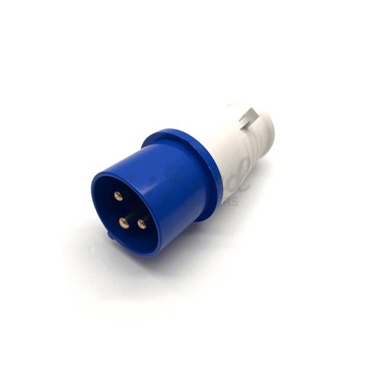 16A 2P+E 220V - 240V Blue Male Site Camper Van Hook Up Plug IP44 - Wired Campers Limited