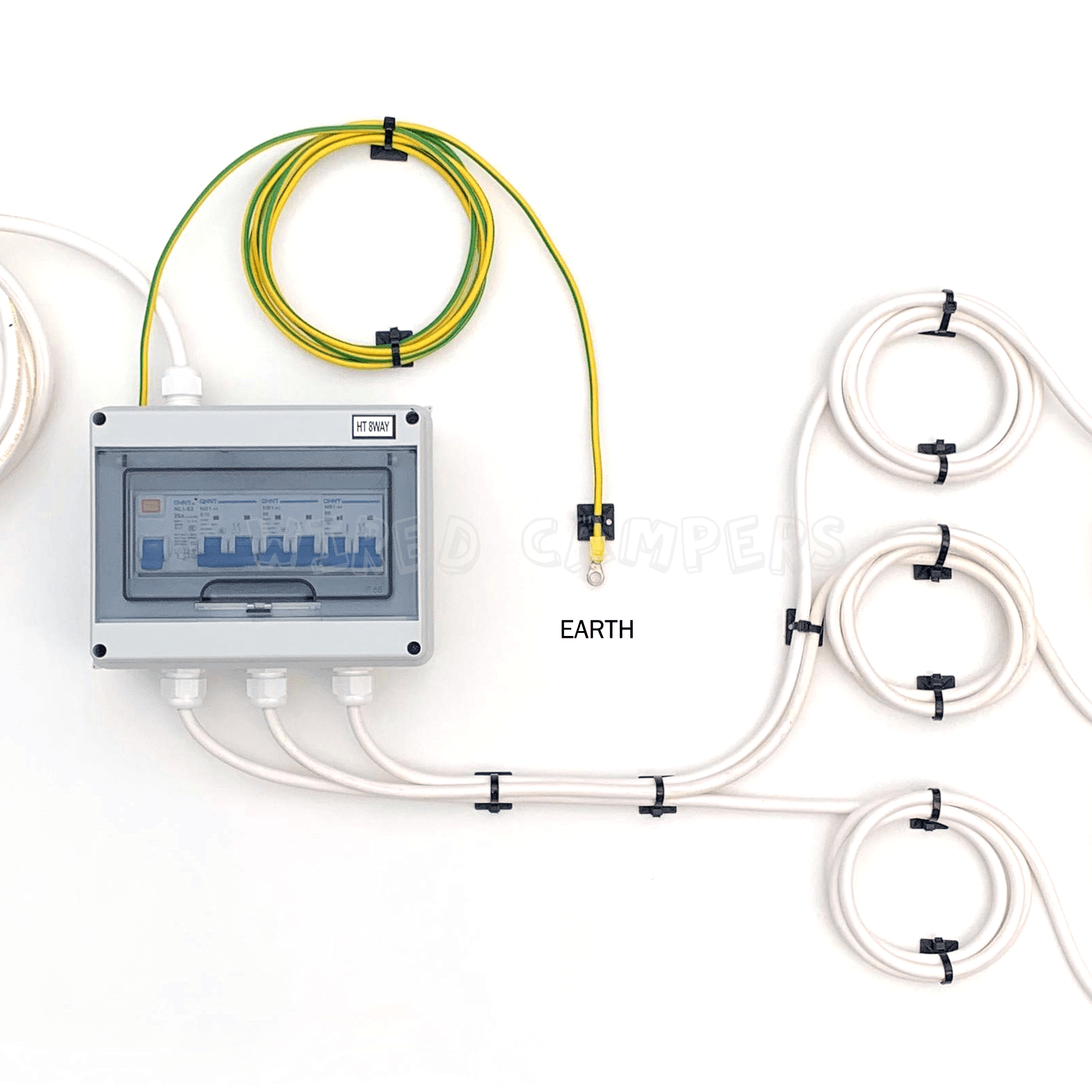 240V Mains Camper On Site Hook Up Kit - 2 X Double Sockets & Fridge Outlet - Wired Campers Limited