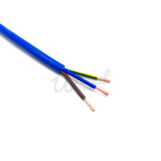 3M/5M/10M - 3 Core Blue Arctic Grade 2.5mm2 Flexible Round Mains Hook Up Cable - Wired Campers Limited