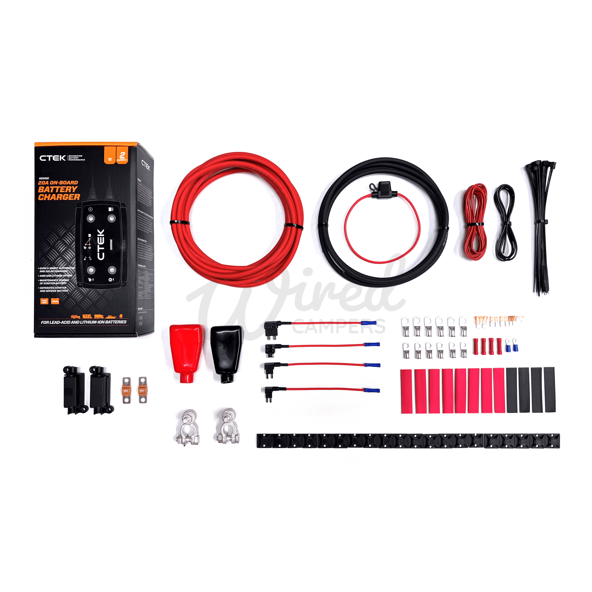 3M/5M/10M CTEK D250SE 20A DC - DC With MPPT Solar Input Battery Charging Kit - Wired Campers Limited