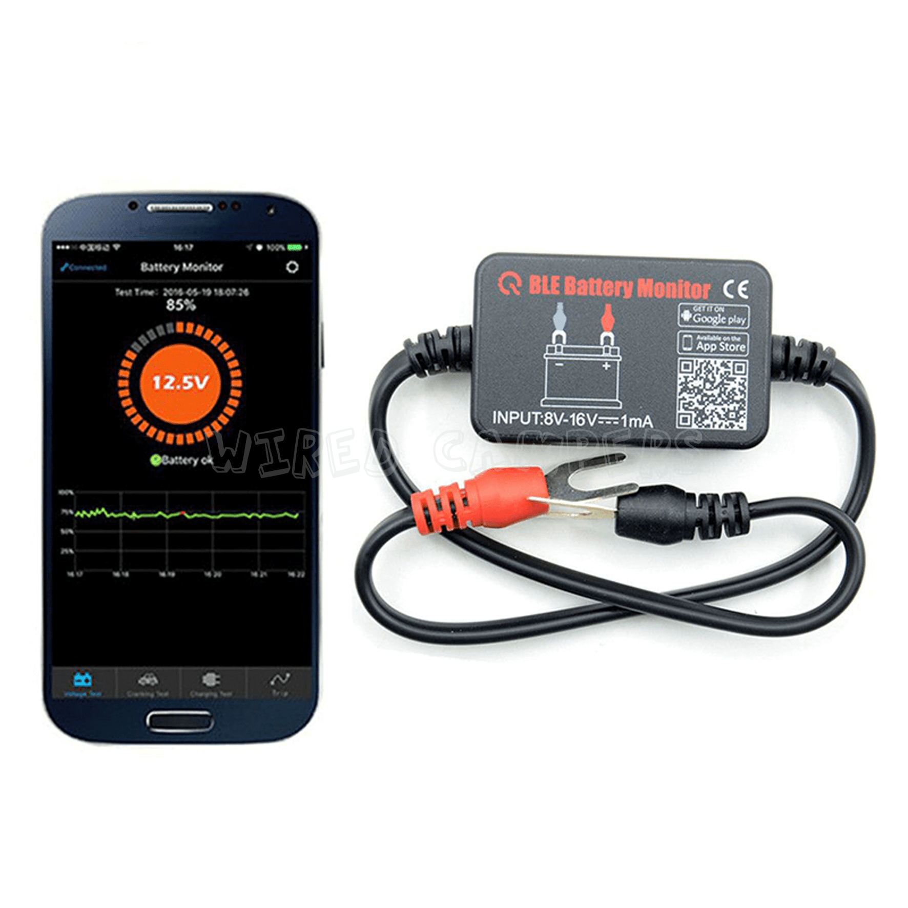 Bluetooth 4.0 Mobile App 12V Battery Volt Meter Monitor / Tester - Wired Campers Limited