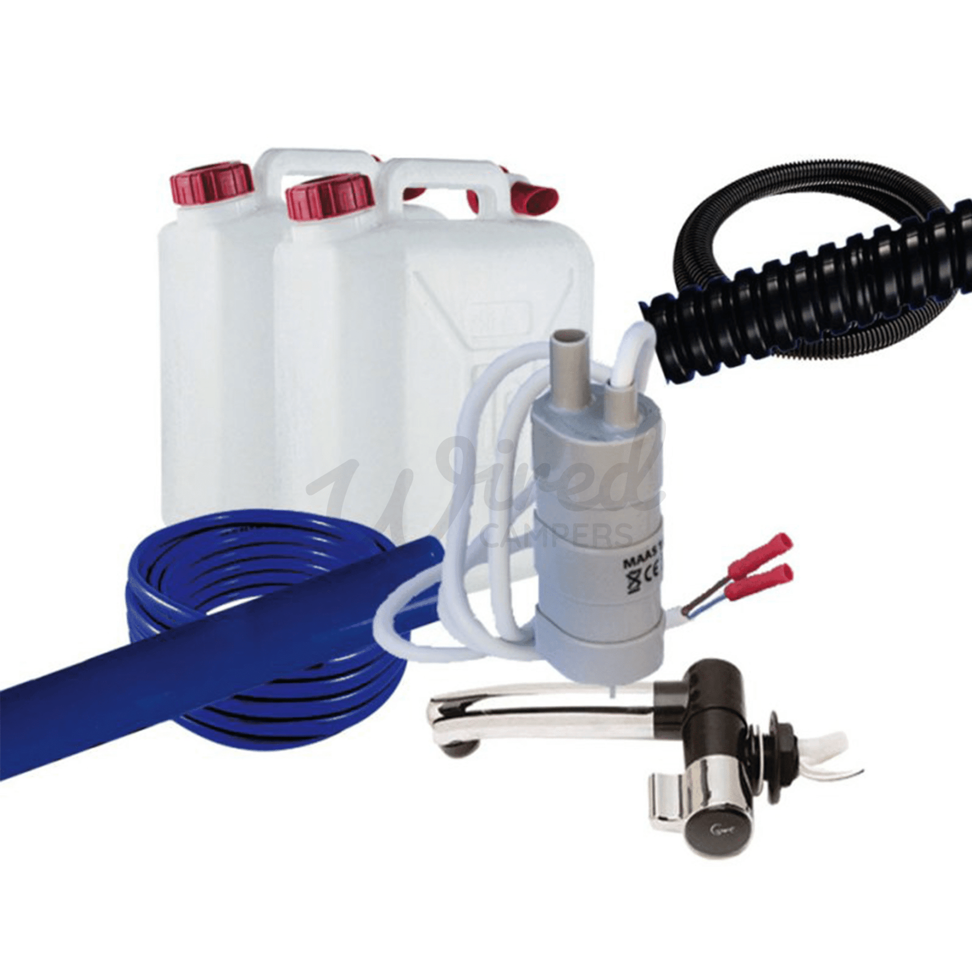 Camper Van Complete Cold Water Kit With Tap, Pump, Hoses And Water Containers - Wired Campers Limited