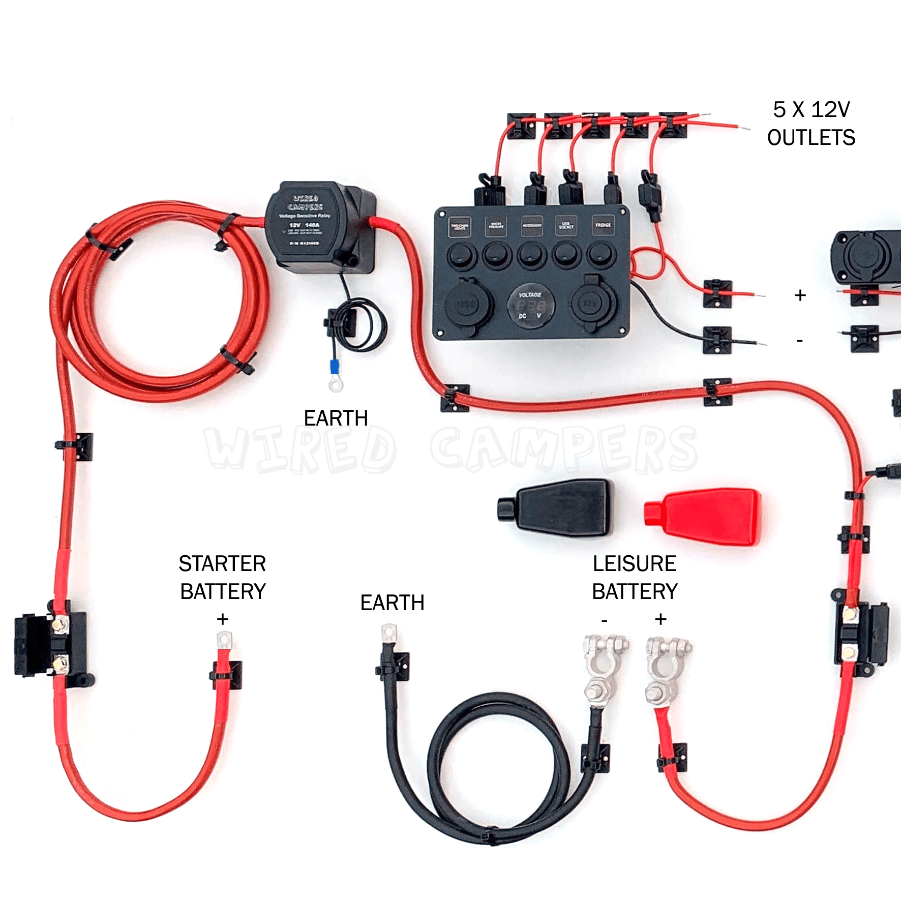 Complete Camper Van Electrical System - 12V Split Charge & 240V Mains - Wired Campers Limited