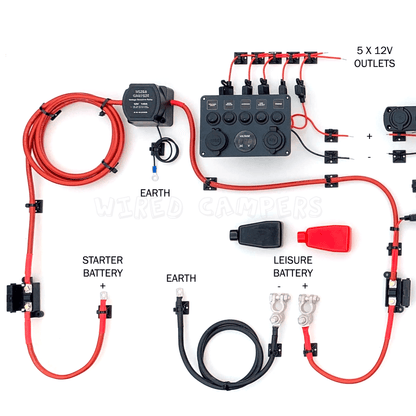 Complete Camper Van Electrical System - 12V Split Charge & 240V Mains - Wired Campers Limited