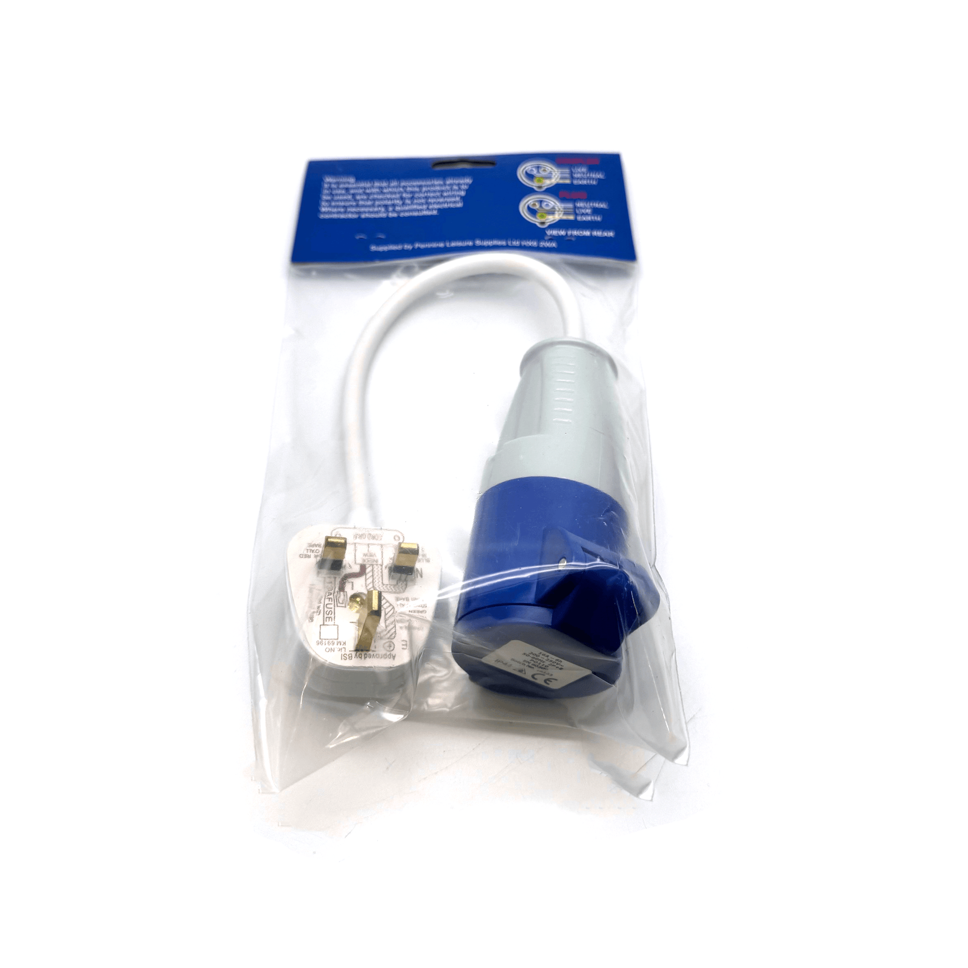 Fly Lead Converter 13A UK Plug - 16A Camp Site Hook Up Adapter - Wired Campers Limited