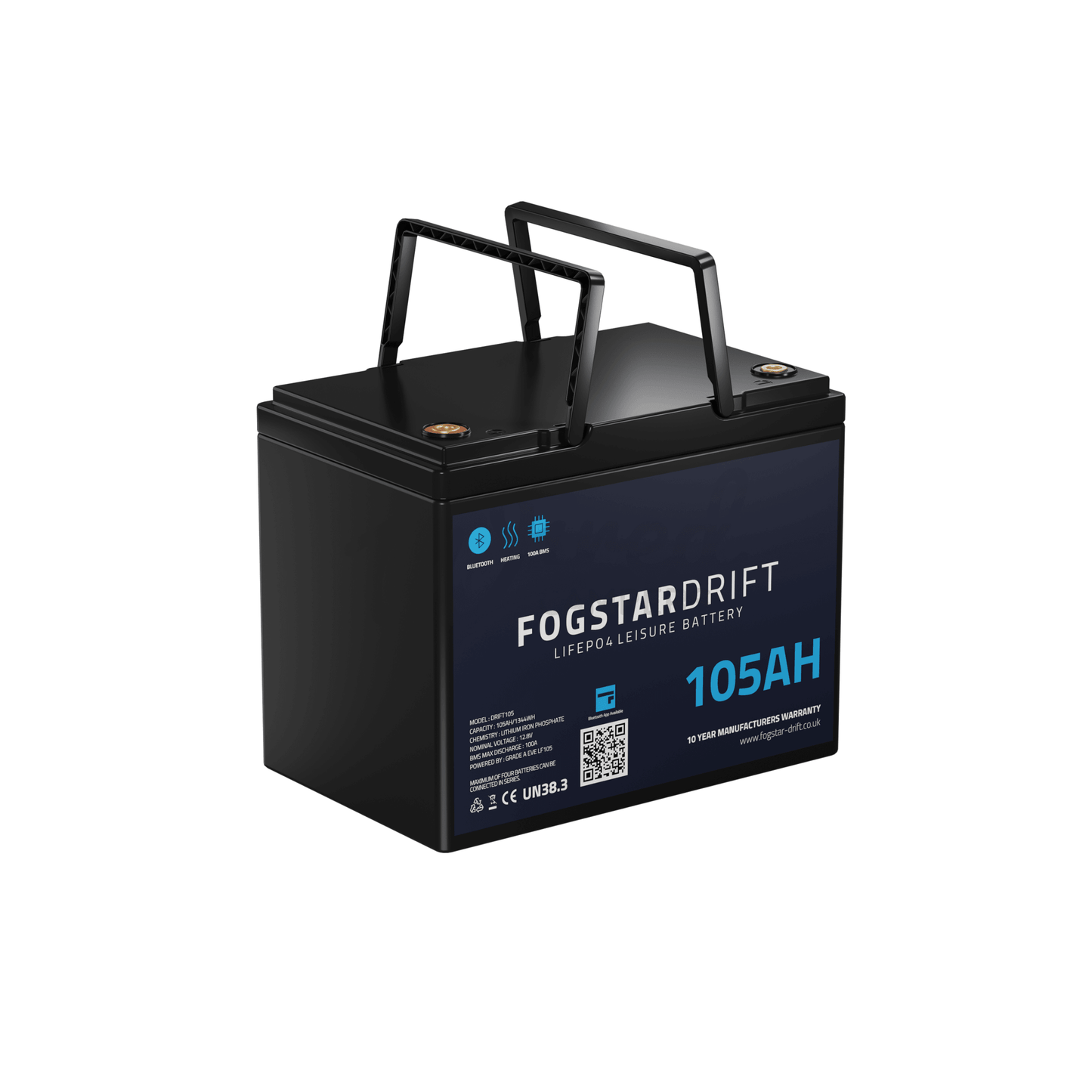 Fogstar Drift 12V 105AH Heated Lithium LiFePO4 Leisure Battery W/Bluetooth - Wired Campers Limited