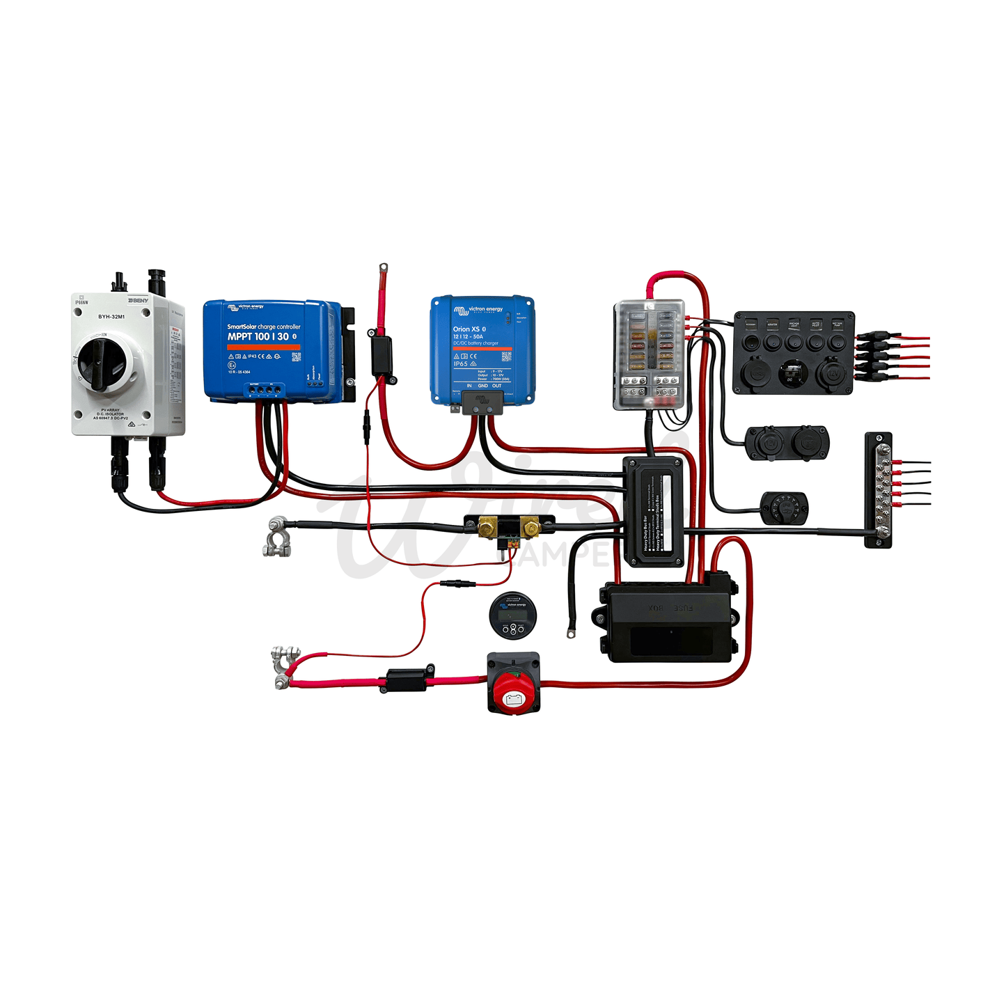 Victron Energy 50A DC/DC & 30A MPPT High Current 12V Off Grid Camper Van Kit - Wired Campers Limited