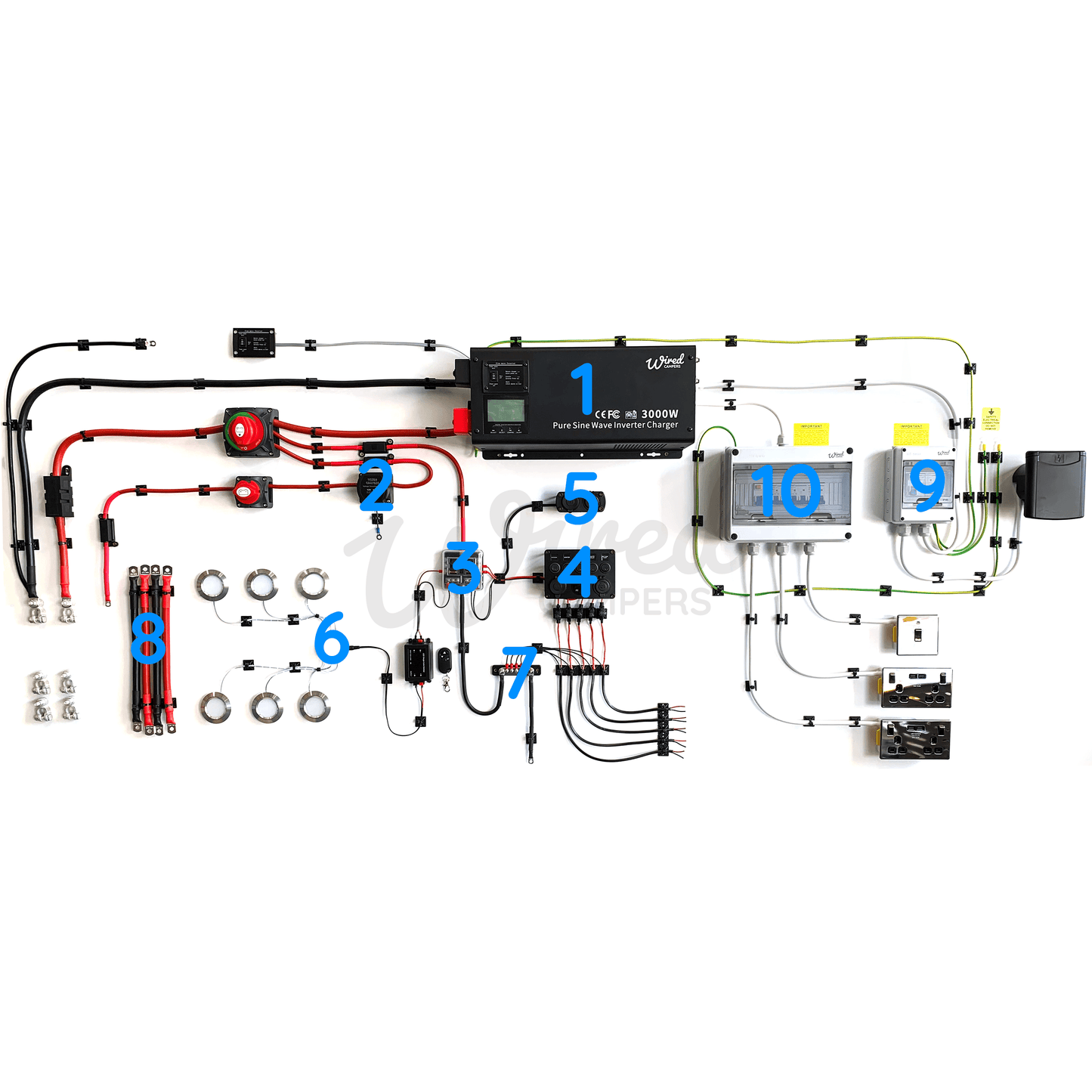 Wired Campers 3000W (3kW) Off - Grid 12V & 240V Mains Camper Van Electrical Kit - Wired Campers Limited