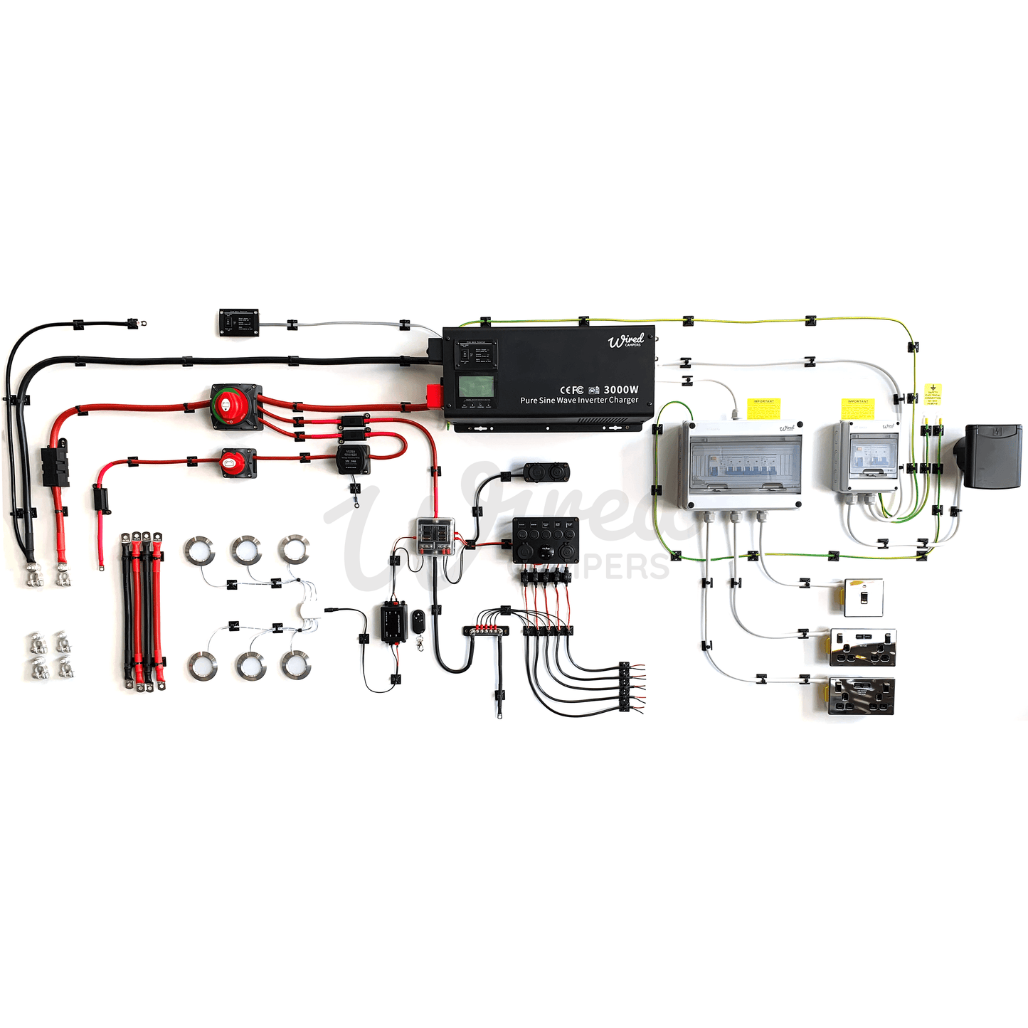 Wired Campers 3000W (3kW) Off - Grid 12V & 240V Mains Camper Van Electrical Kit - Wired Campers Limited