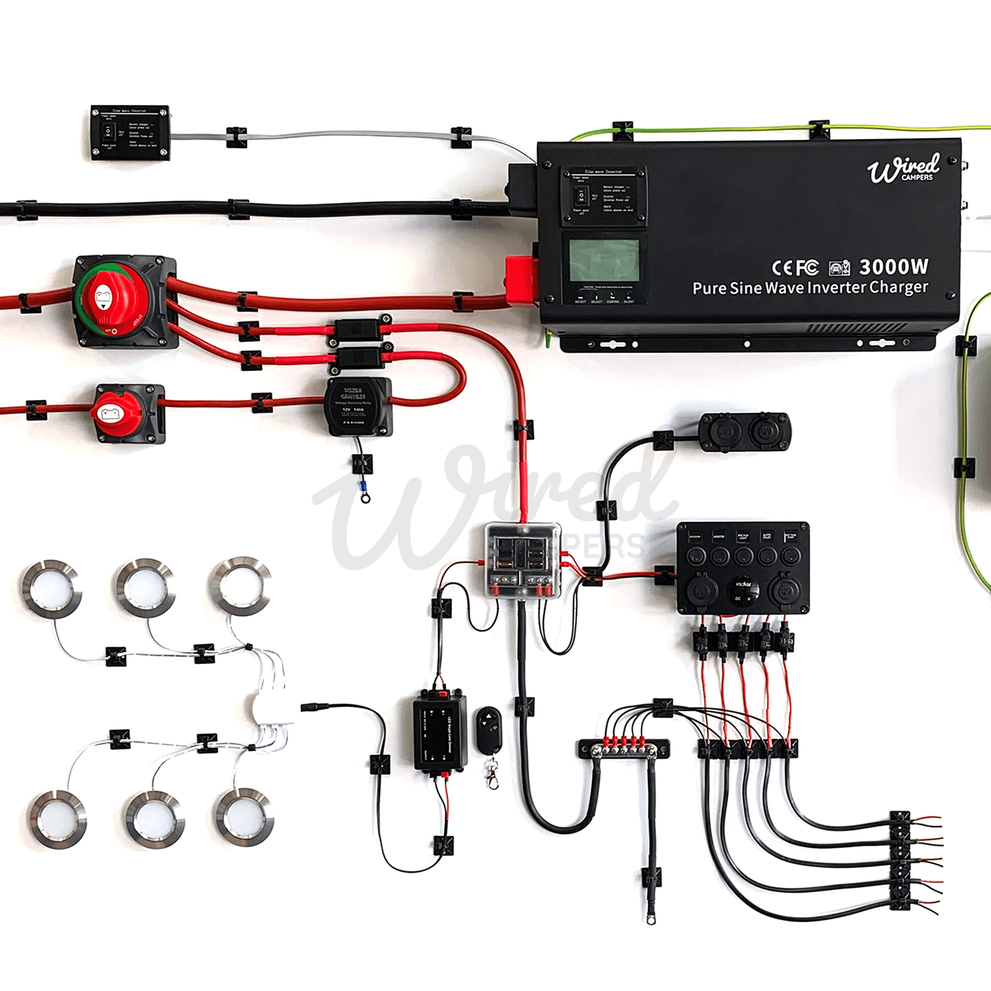 Wired Campers 3000W (3kW) Off - Grid 12V & 240V Mains Camper Van Electrical Kit - Wired Campers Limited