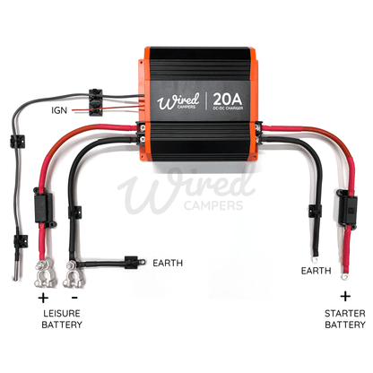 Wired Campers 3M/5M/10M DC - DC B2B 20A Battery To Battery Split Charge Kit - Standard & Smart Alternator